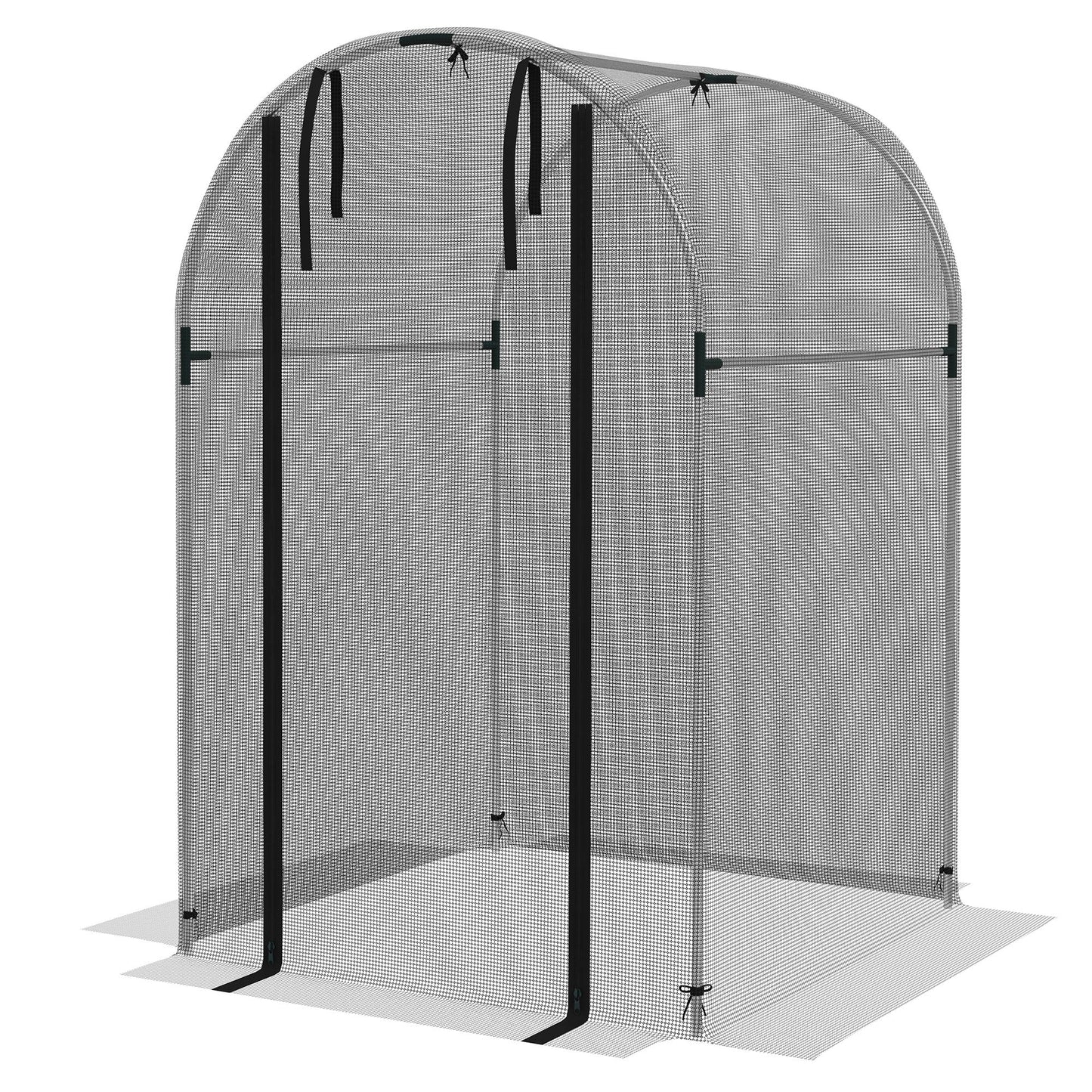 Galvanized Steel Crop Cage, Plant Protection Tent with Zippered Door, 4' x 4', Black Walk In Greenhouses Silver and Black  at Gallery Canada