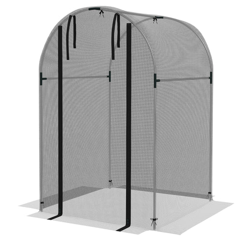 Galvanized Steel Crop Cage, Plant Protection Tent with Zippered Door, 4' x 4', Black