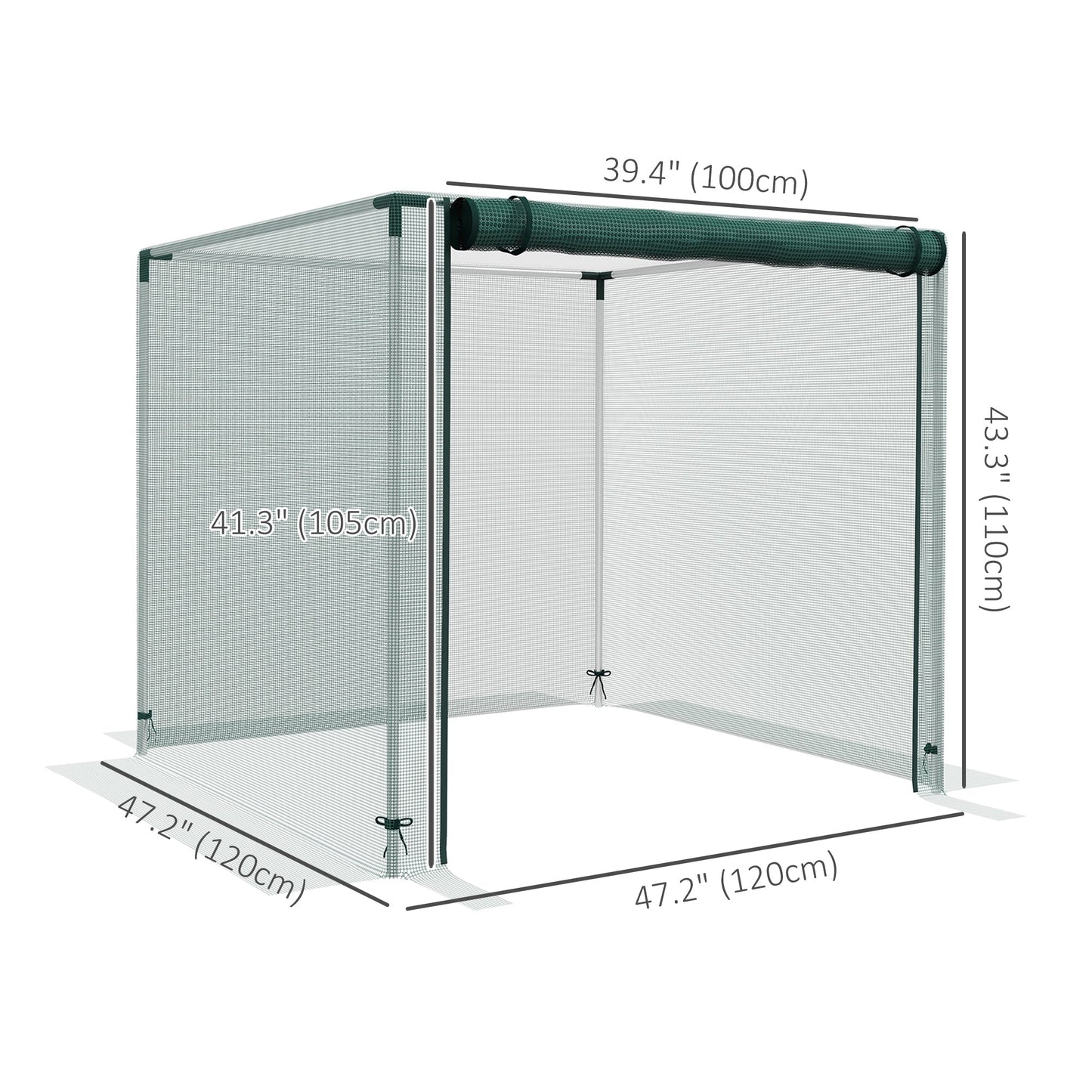 Galvanized Steel Crop Cage, Plant Protection Tent with Zippered Door, 4' x 4', Green Walk In Greenhouses   at Gallery Canada