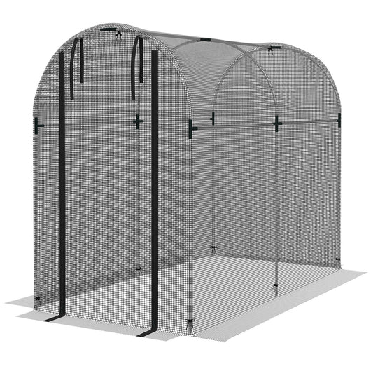 Galvanized Steel Crop Cage, Plant Protection Tent with Zippered Door, 4' x 8', Black - Gallery Canada