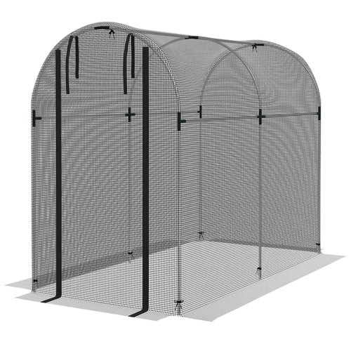 Galvanized Steel Crop Cage, Plant Protection Tent with Zippered Door, 4' x 8', Black