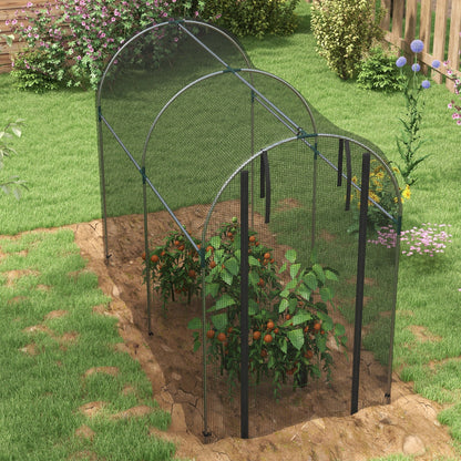 Galvanized Steel Crop Cage, Plant Protection Tent with Zippered Door, 4' x 8', Black Walk In Greenhouses   at Gallery Canada