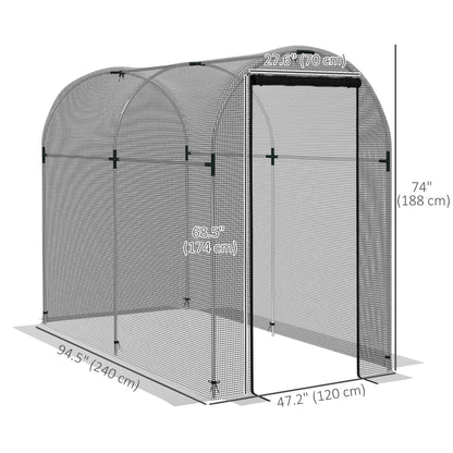 Galvanized Steel Crop Cage, Plant Protection Tent with Zippered Door, 4' x 8', Black Walk In Greenhouses   at Gallery Canada