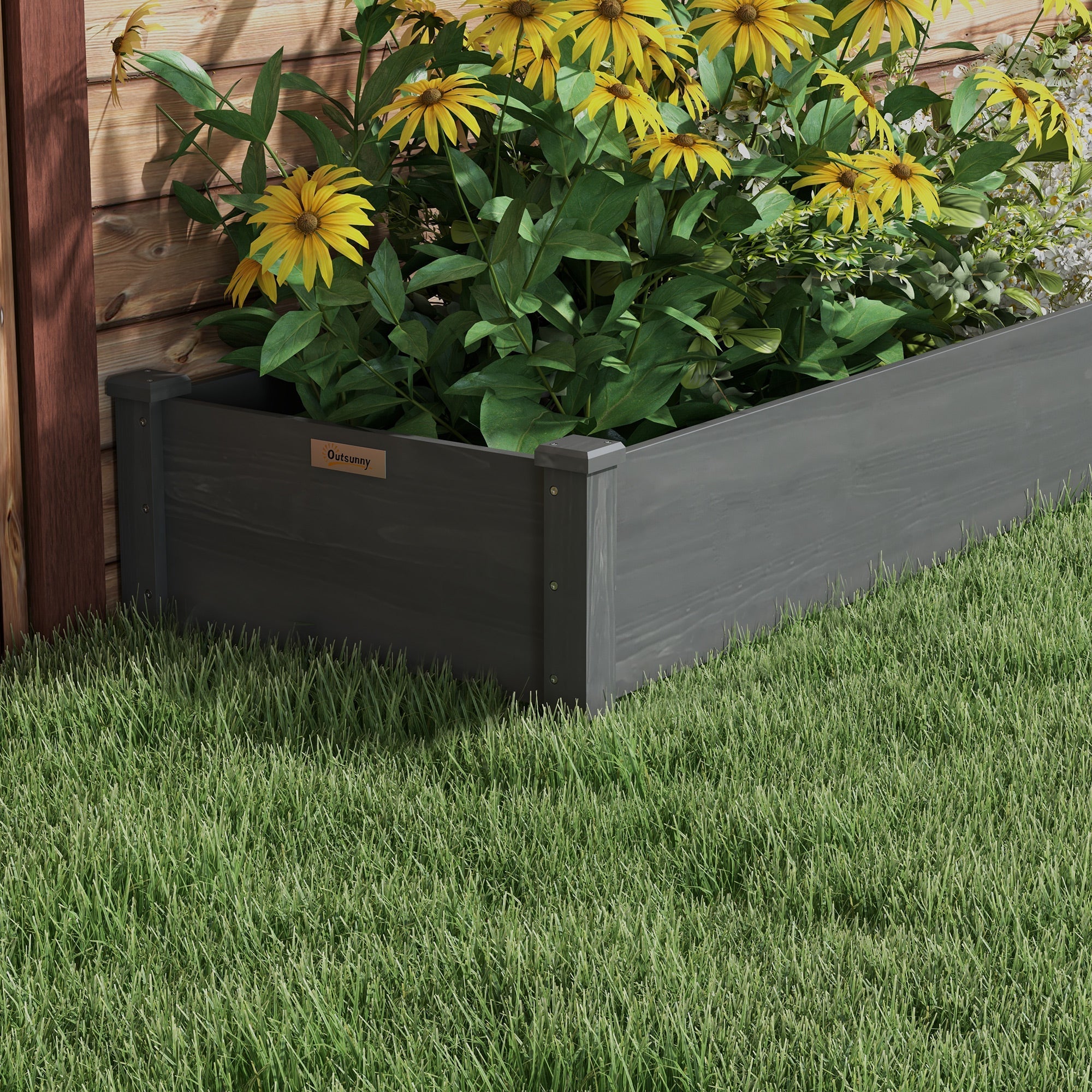 Garden Bed with 2 Planter Box and Non-woven Fabric Liner for Backyard, Patio, 96