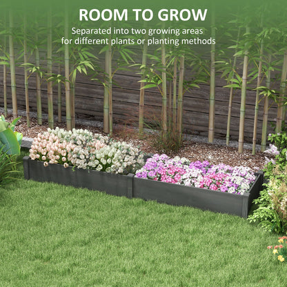 Garden Bed with 2 Planter Box and Non-woven Fabric Liner for Backyard, Patio, 96" x 24" x 10", Grey Raised Garden Beds   at Gallery Canada