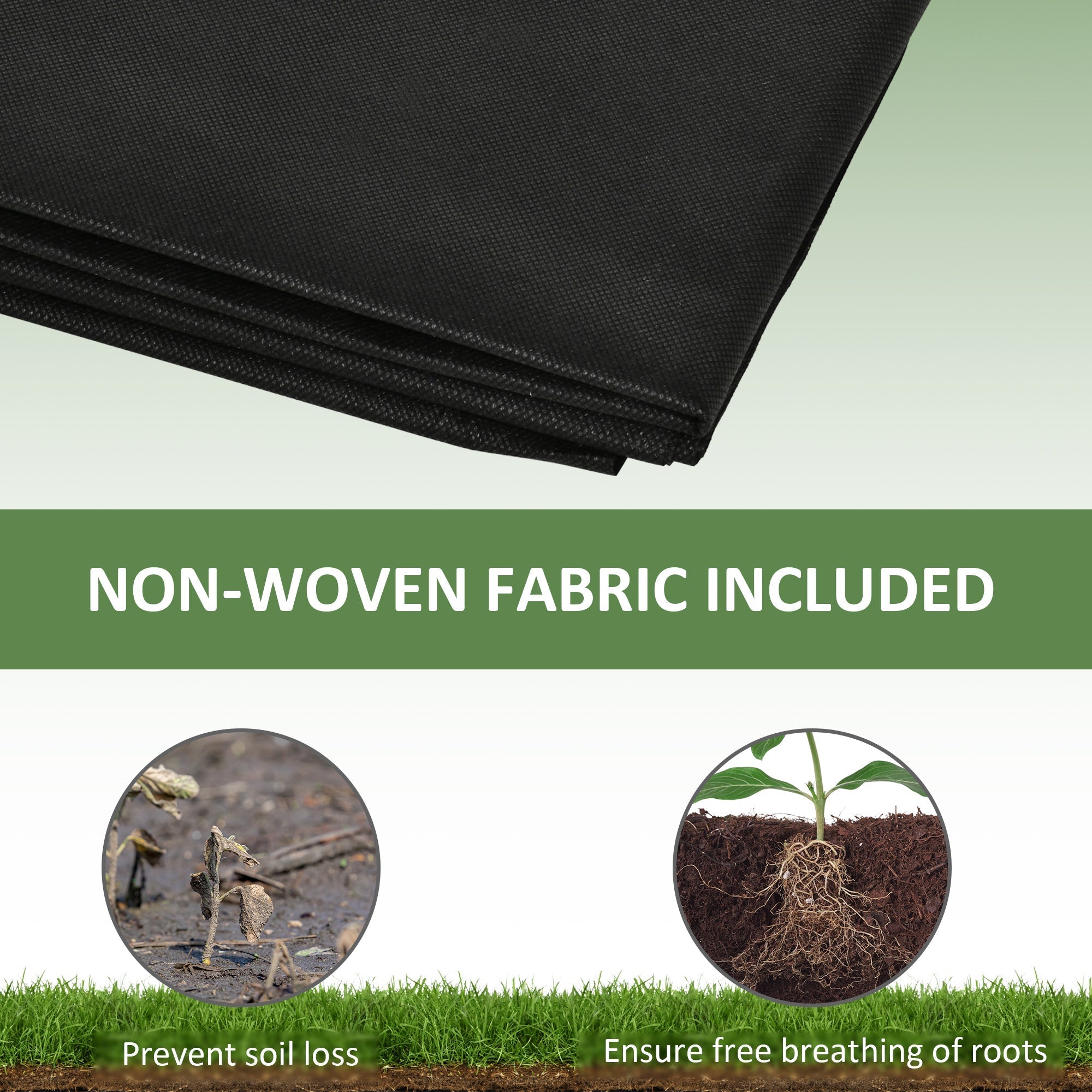 Garden Bed with 2 Planter Box and Non-woven Fabric Liner for Backyard, Patio, 96