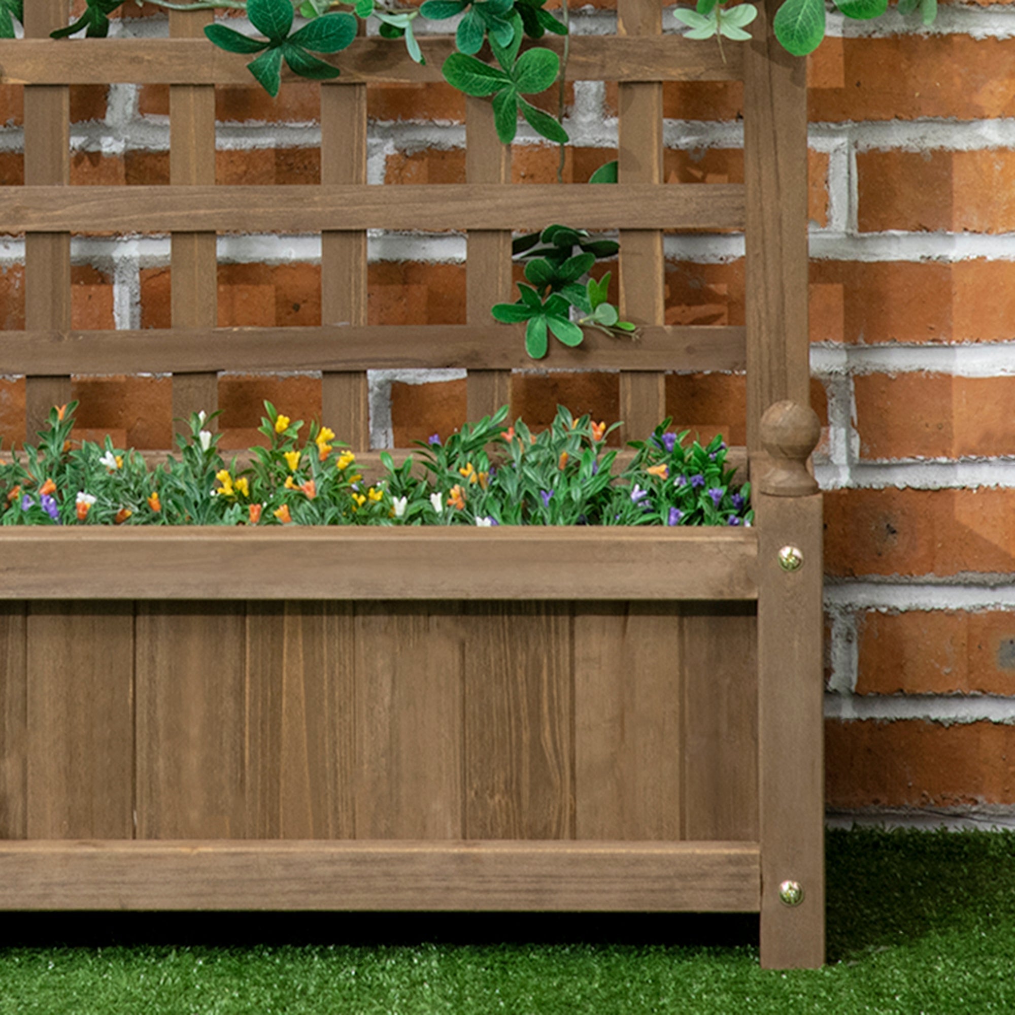 Garden Planter with Trellis for Climbing Vines, Wood Raised Garden Bed, Planter Box for Garden, Indoor Outdoor, Coffee Wooden Planter Boxes   at Gallery Canada