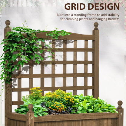 Garden Planter with Trellis for Climbing Vines, Wood Raised Garden Bed, Planter Box for Garden, Indoor Outdoor, Coffee Wooden Planter Boxes   at Gallery Canada