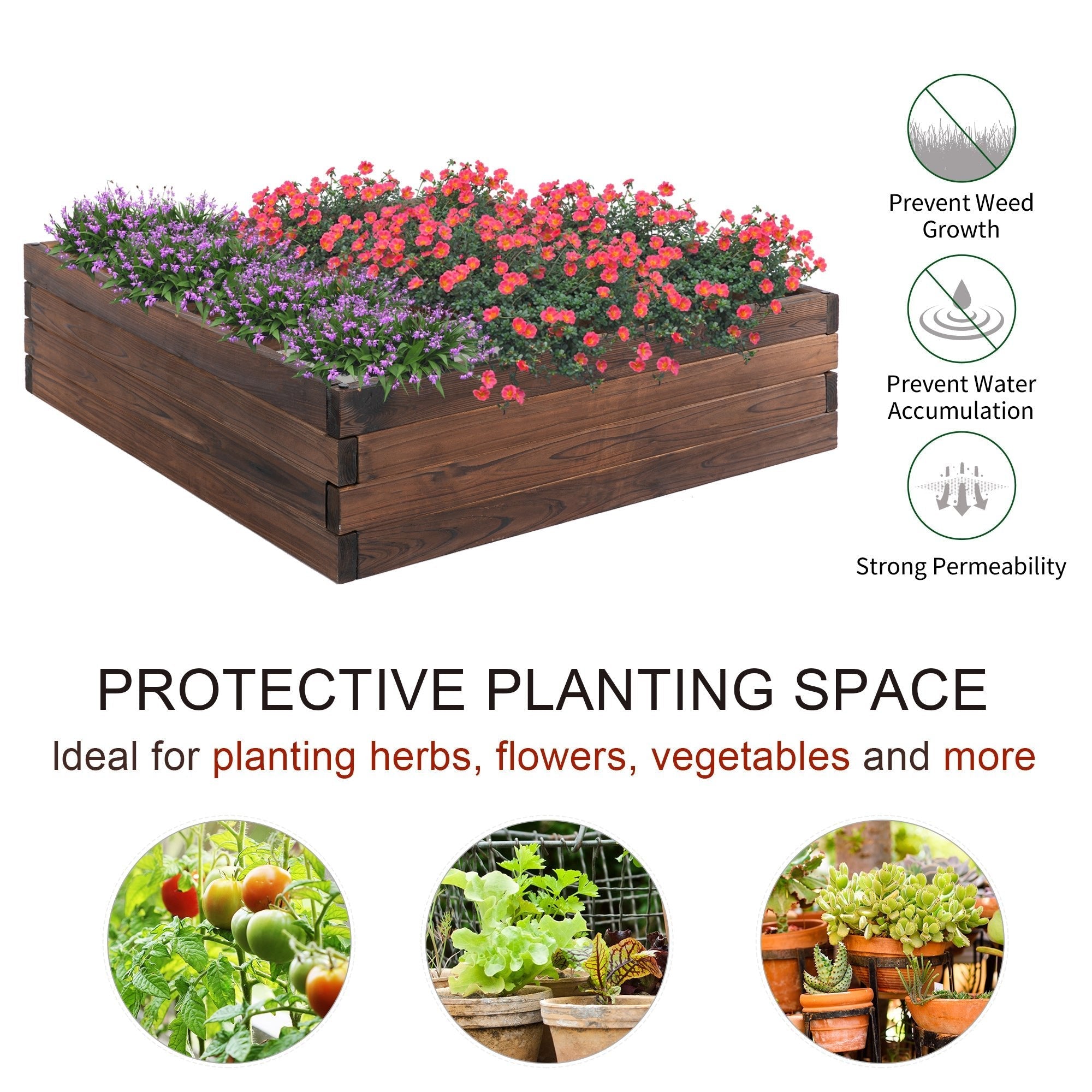 Garden Raised Bed Wooden Planter Box Outdoor Grow Containers For Outdoor Patio Plant Flower Vegetable Wooden Planter Boxes   at Gallery Canada