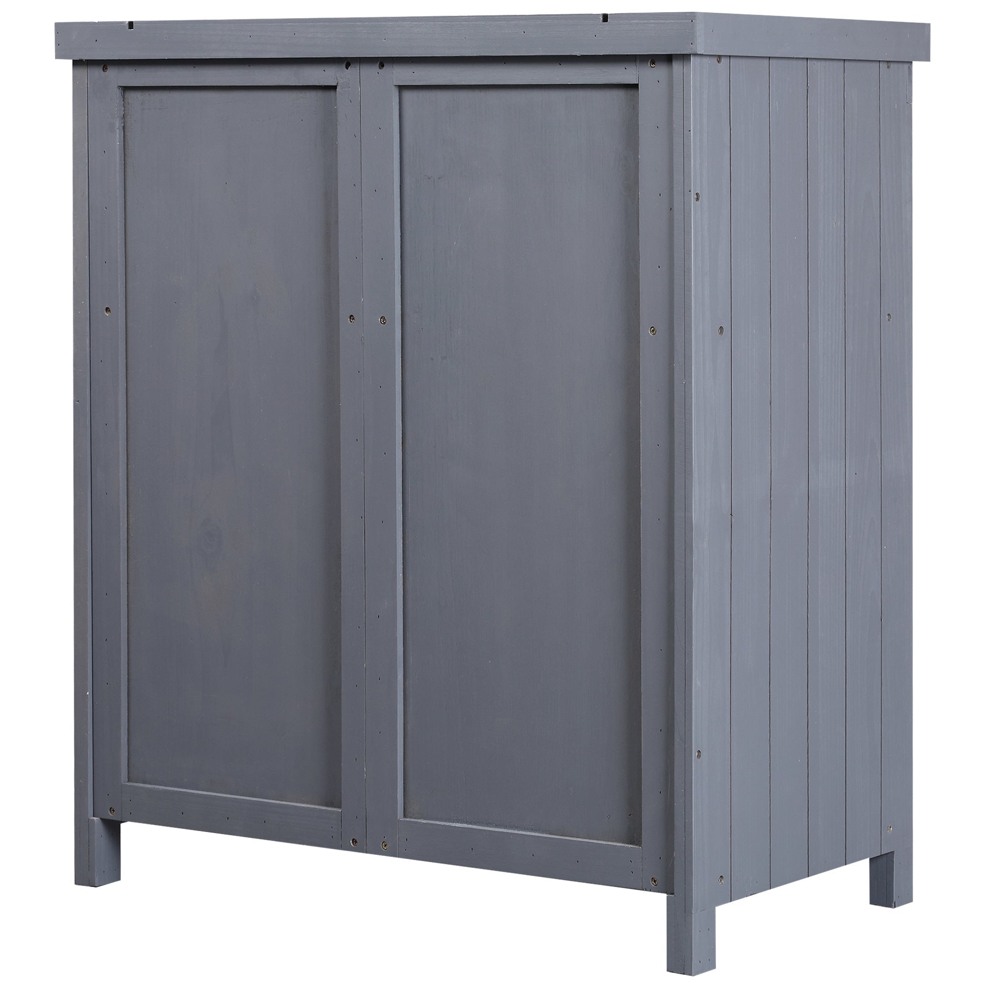 Garden Storage Cabinet, Outdoor Tool Shed with Galvanized Top and Two Shelves for Yard Tools or Pool Accessories, Grey Sheds   at Gallery Canada