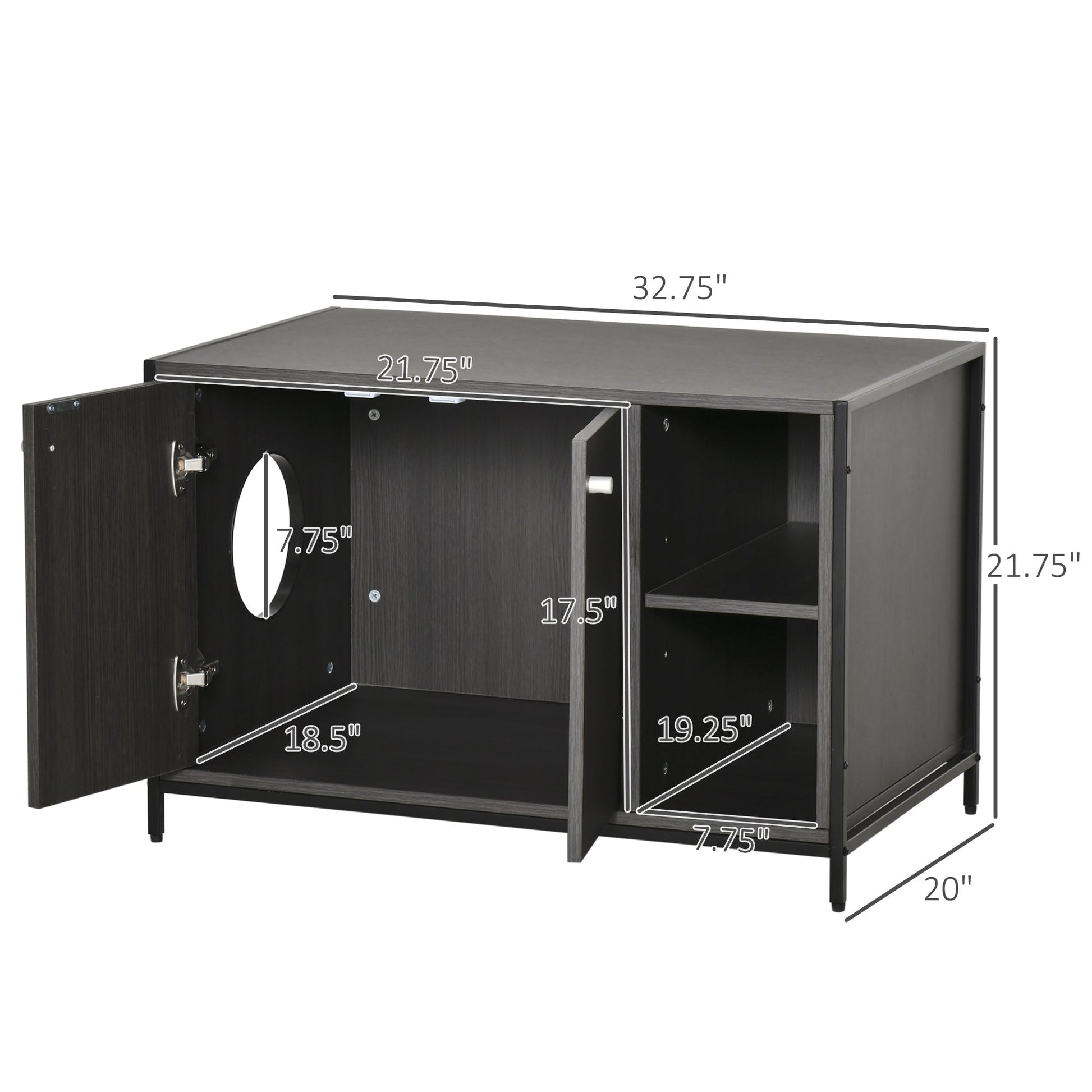 Double-Door Cat Litter Box Enclosure Cabinet with Storage, Black Cat Litter Box Enclosures   at Gallery Canada