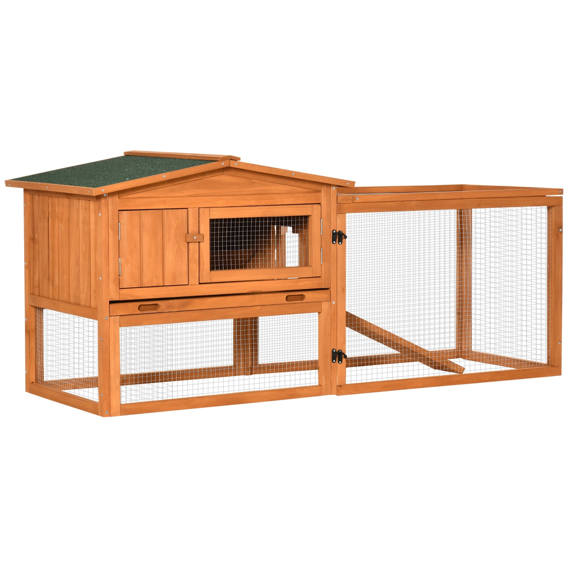 Wooden Rabbit Hutch Guinea Pig House with Removable Tray, Openable Roof, Trough, Run for Tortoises and Ferrets, Orange Rabbit Hutch Orange  at Gallery Canada