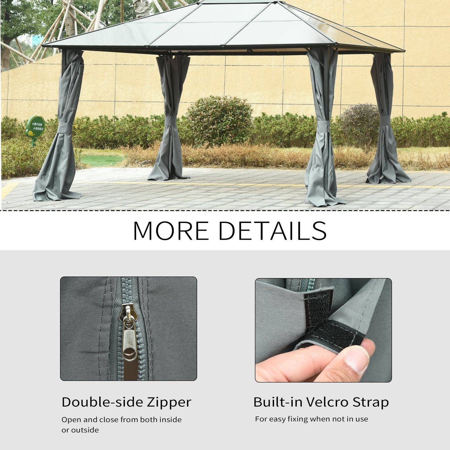 Gazebo Replacement Sidewalls 4-Panel Privacy Wall for 10' x 12' Canopy, Outdoor Shelter Curtains Accessories Dark Grey Gazebo Sidewalls   at Gallery Canada