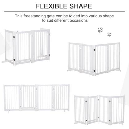 4 Panel Foldable Free Standing Pet Gate with Support Feet for Medium and Large Dogs, for Stairway, Doorway, Hallway Houses, Kennels & Pens   at Gallery Canada