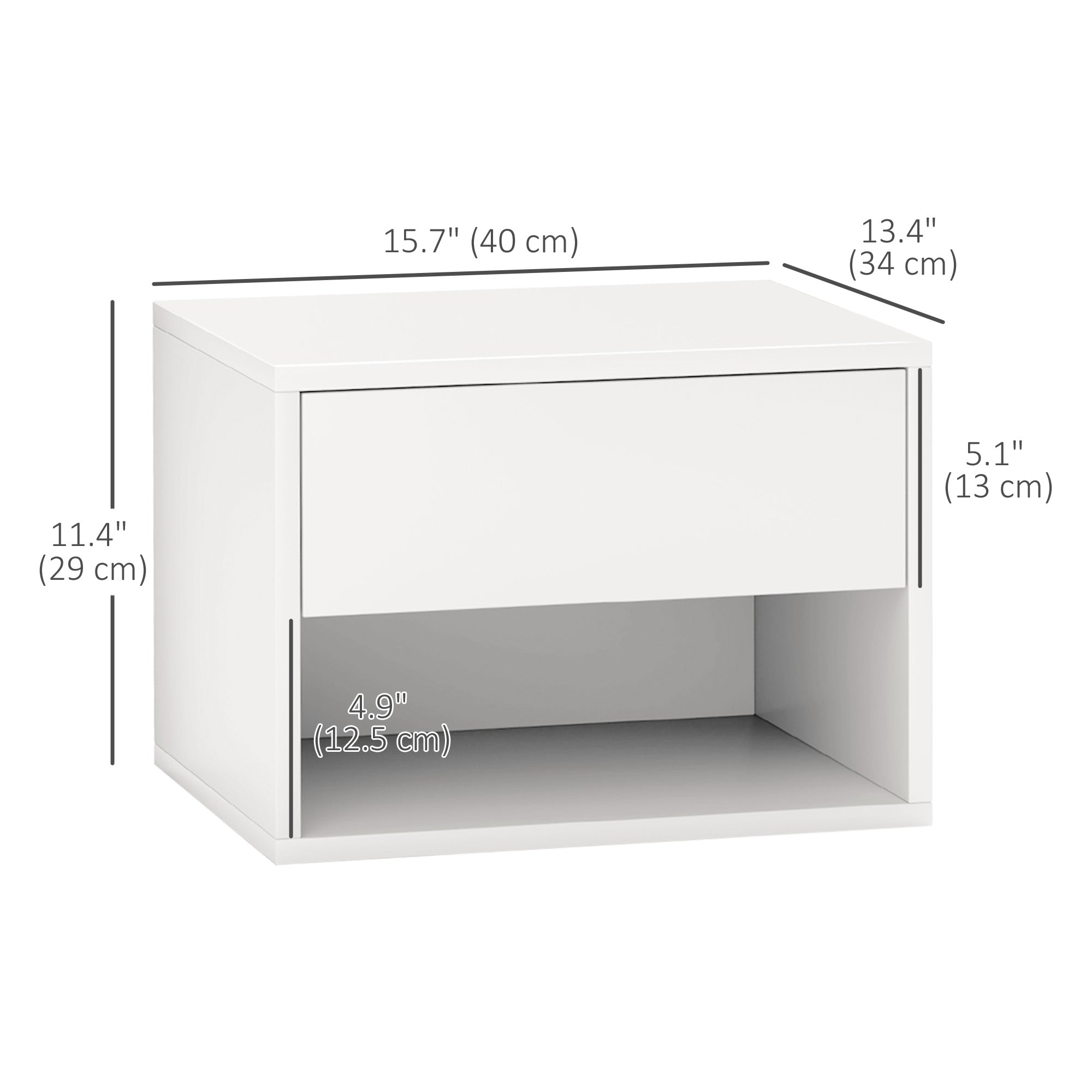 Floating Nightstand Set of 2, Wall Mounted Bedside Table with Drawer for Bedroom, White Bedside Tables   at Gallery Canada