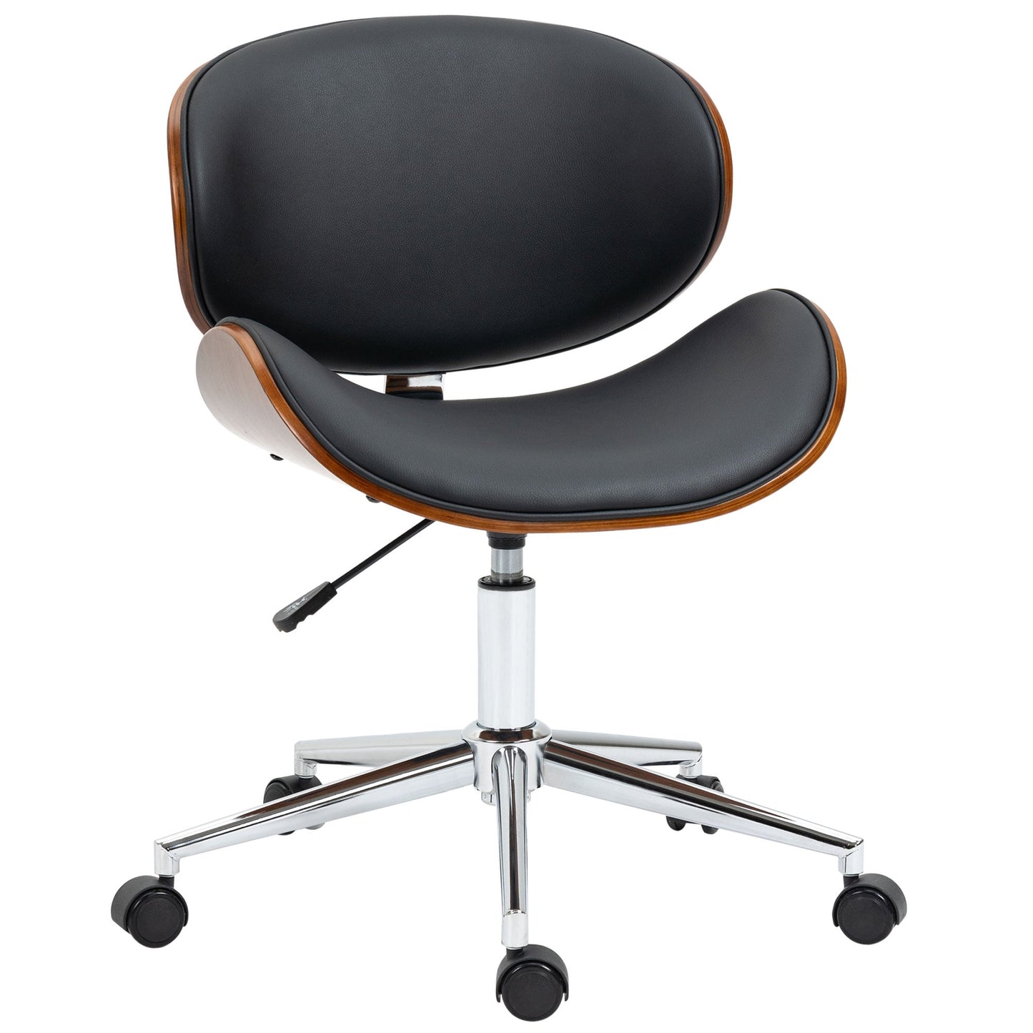 Home Office Chair, Faux Leather and Bentwood Computer Desk Chair with 360 Degree Swivel Wheels, Adjustable Height and Curved Seat, Black Task Chairs Multi Colour  at Gallery Canada