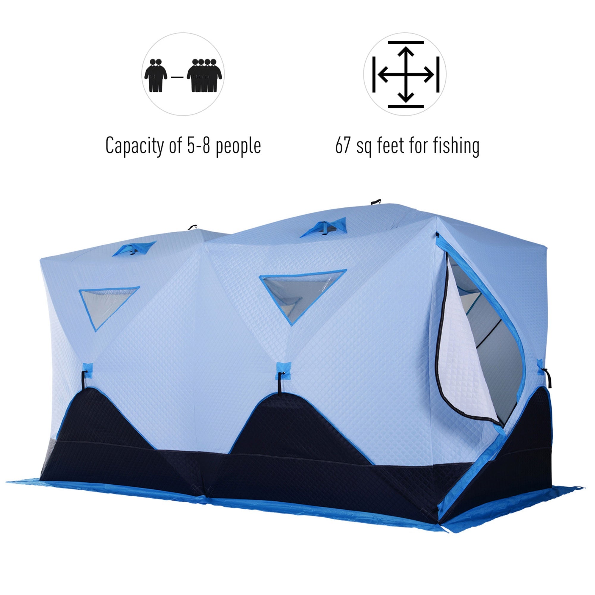 8-Person Pop-up Ice Fishing Tent, Insulated Ice Fishing Shelter with Ventilation Windows, Double Doors and Carry Bag, for Low-Temp -22℉ Ice Fishing Tents   at Gallery Canada