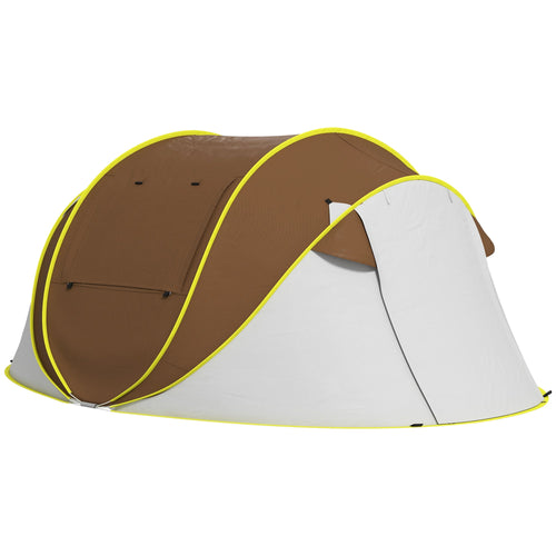 Pop Up Tent with 2 Porch and Carry Bag, 3000mm Waterproof Camping Tent, for 2-3 People, Brown