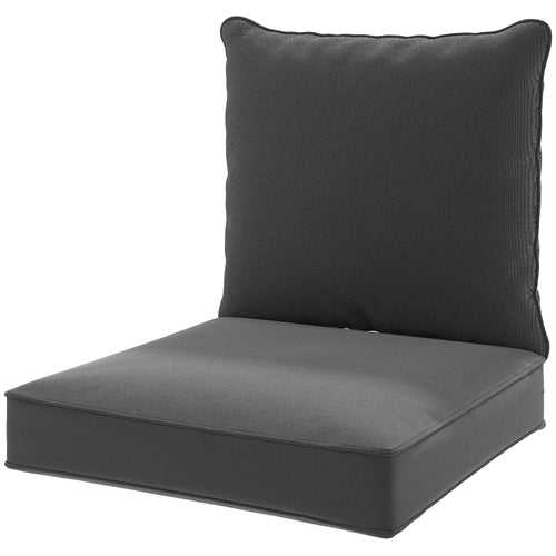 Patio Chair Cushions, Thick Deep Seat Outdoor Seat Cushion with Back Cushion, Charcoal Grey