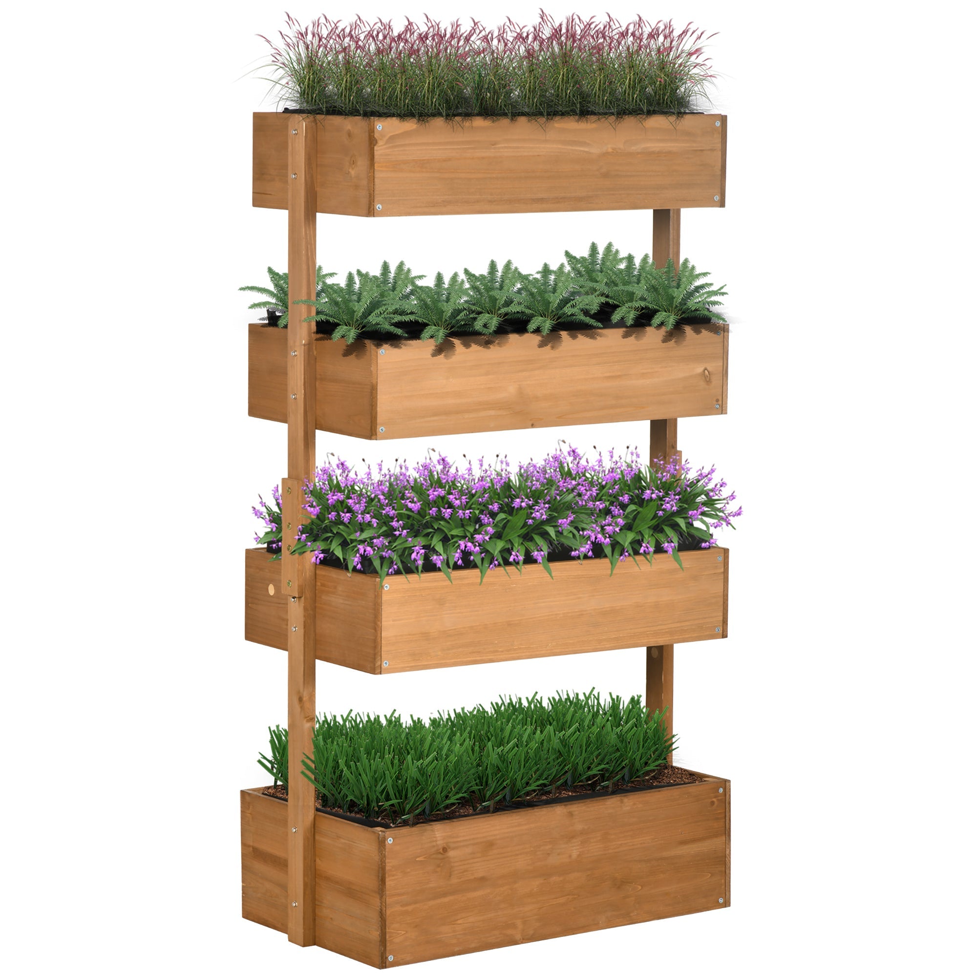 4-Tier Raised Garden Bed, Vertical Elevated Planter Rack with Non-woven Fabric, Wooden Raised Planter Boxes for Indoor and Outdoor Wooden Planter Boxes Orange  at Gallery Canada