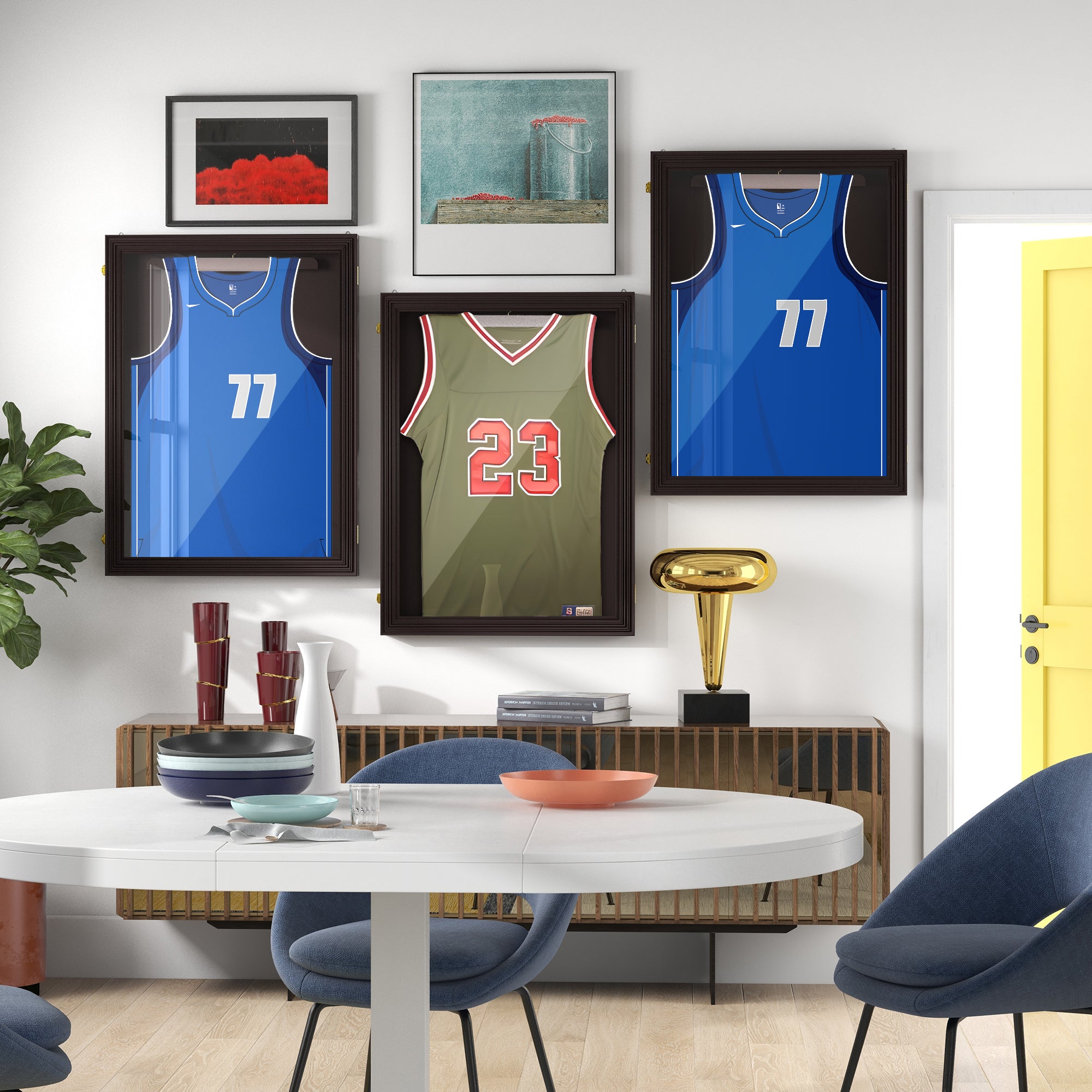 Set of 3 Jersey Display Frame Case, Acrylic Sports Shirt Shadow Box for Basketball Football Baseball, 23.5