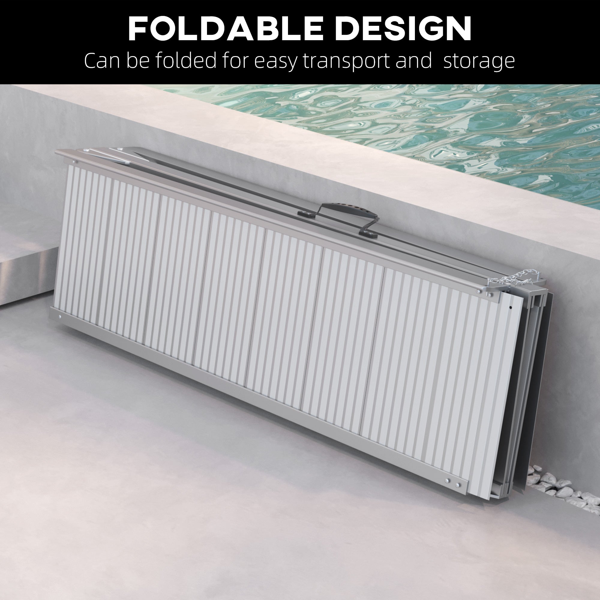 8' Foldable Handicap Ramp for Home, Steps, Doorways, Aluminum Portable Wheelchair Ramp, Textured Threshold Ramp, Silver Knee Walker & Wheelchair Ramps at Gallery Canada