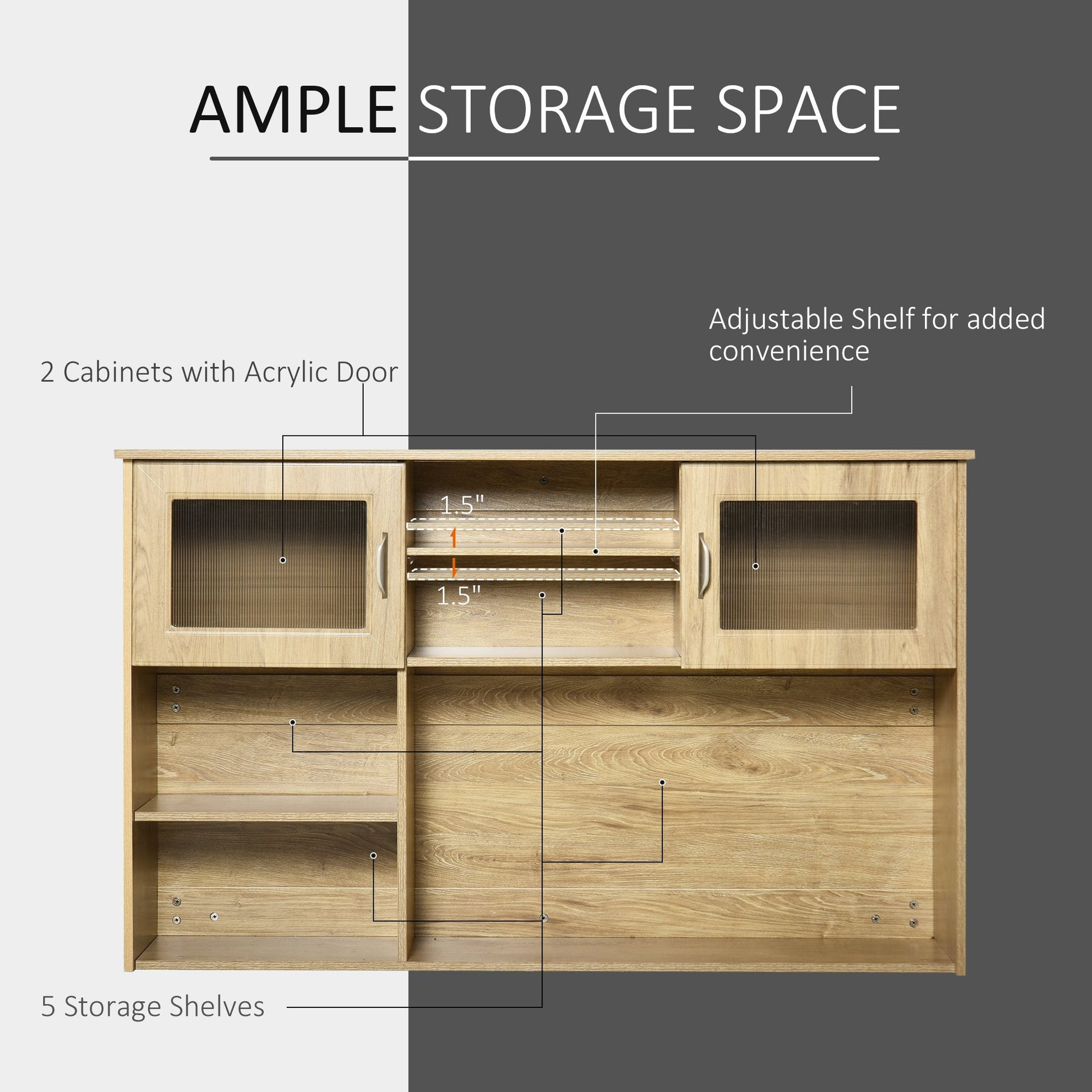 Sturdy Kitchen Storage Sideboard Buffet Table Top Hutch Cabinet w/ Acrylic Door Bar Cabinets   at Gallery Canada