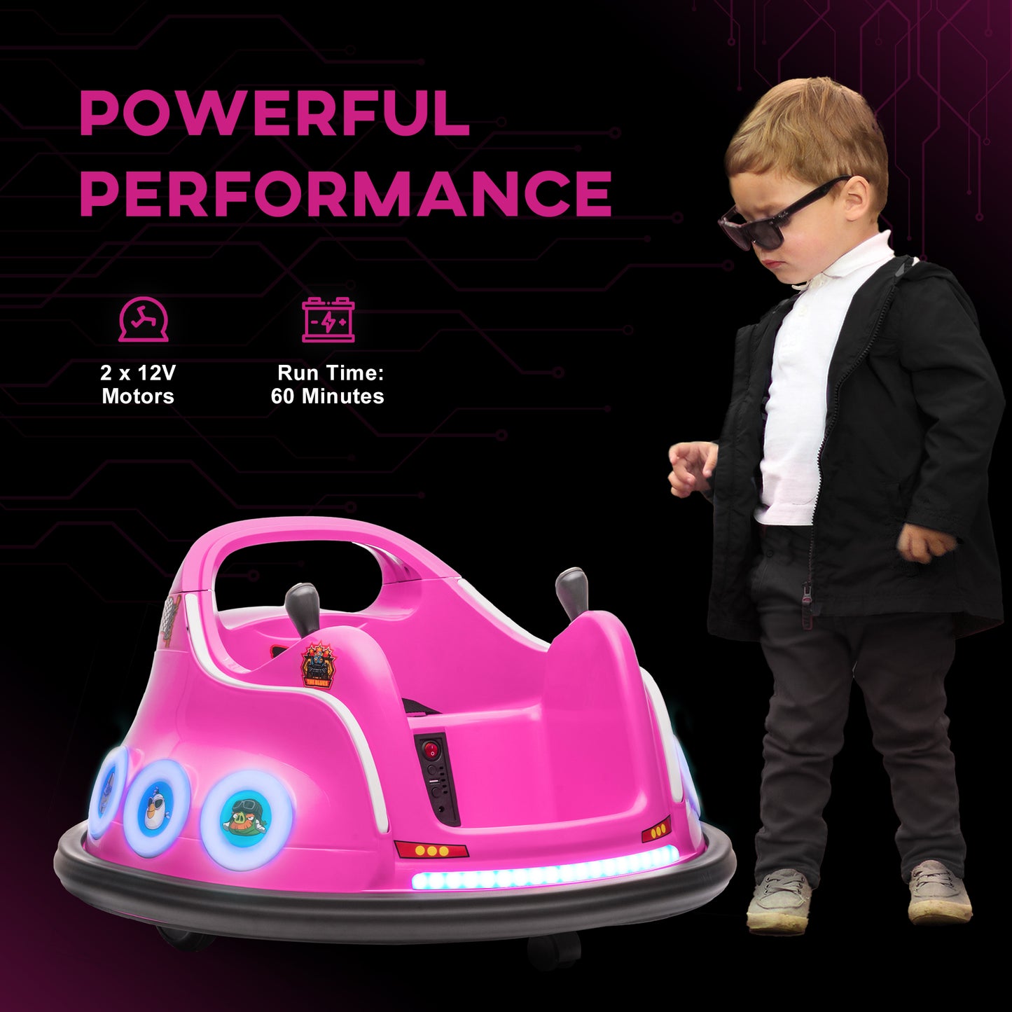 Angry Bird Licensed Electric Ride on Car, 12V Bumper Car for Kids w/ Dual Joysticks, 360 Degree Spin, Pink Electric Ride On Toys   at Gallery Canada