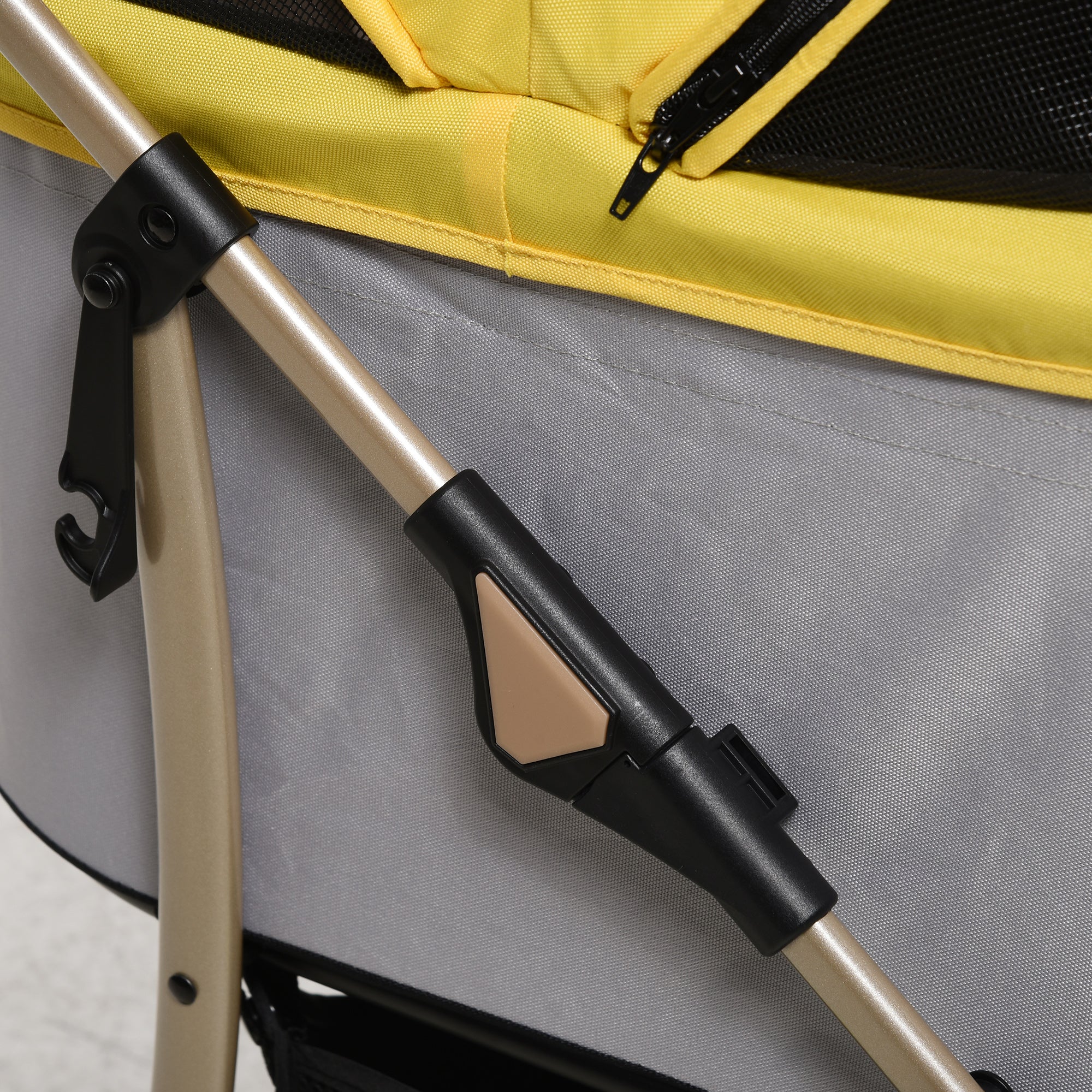 4 Wheels Pet Stroller, 3 in 1 Dog Cat Travel Folding Carrier, for Small Dogs, Detachable, w/ Brake, Canopy, Basket, Storage Bag - Yellow Dog Bike Trailers & Strollers at Gallery Canada