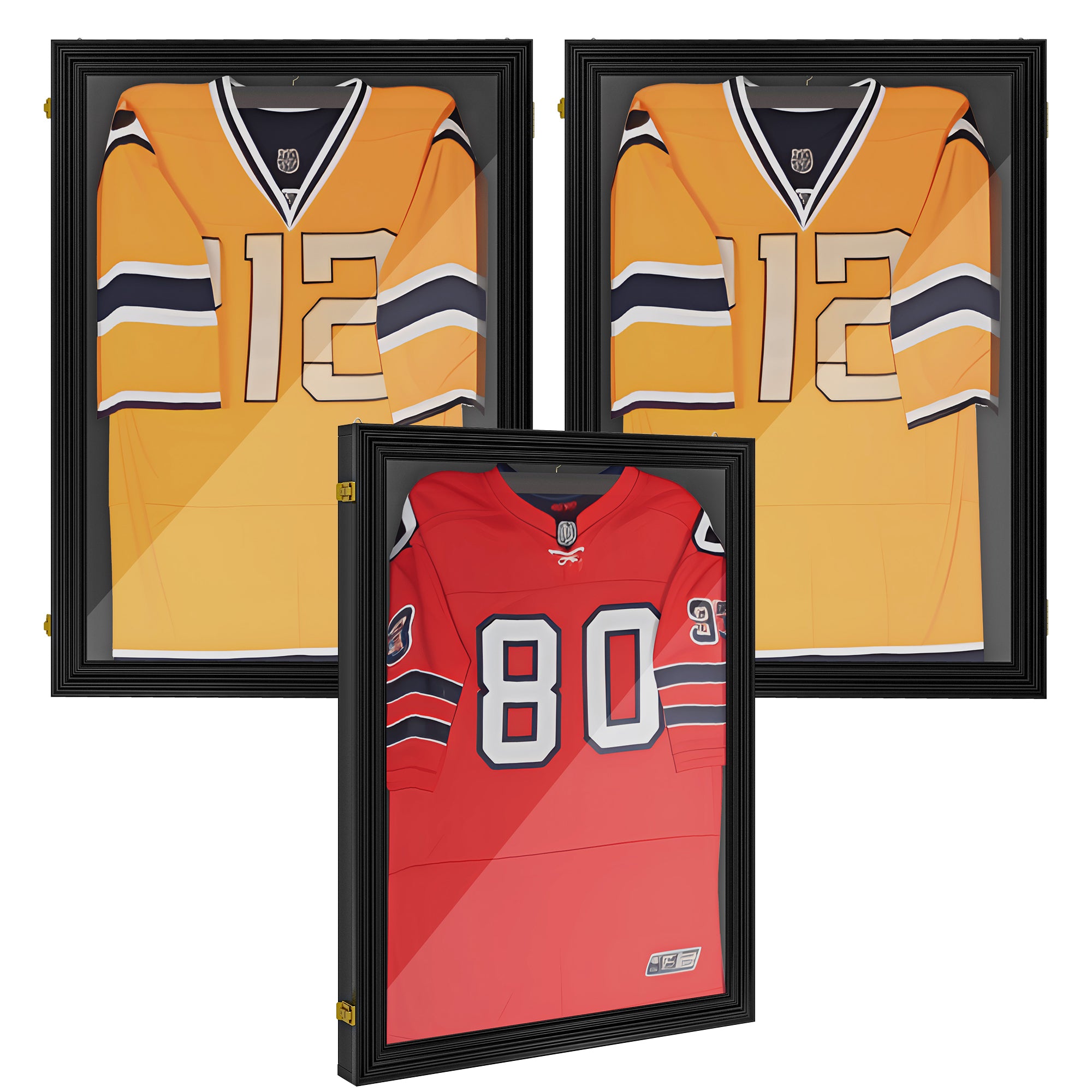 Set of 3 Jersey Display Frame Case, Acrylic Sports Shirt Shadow Box for Basketball Football Baseball, 23.5