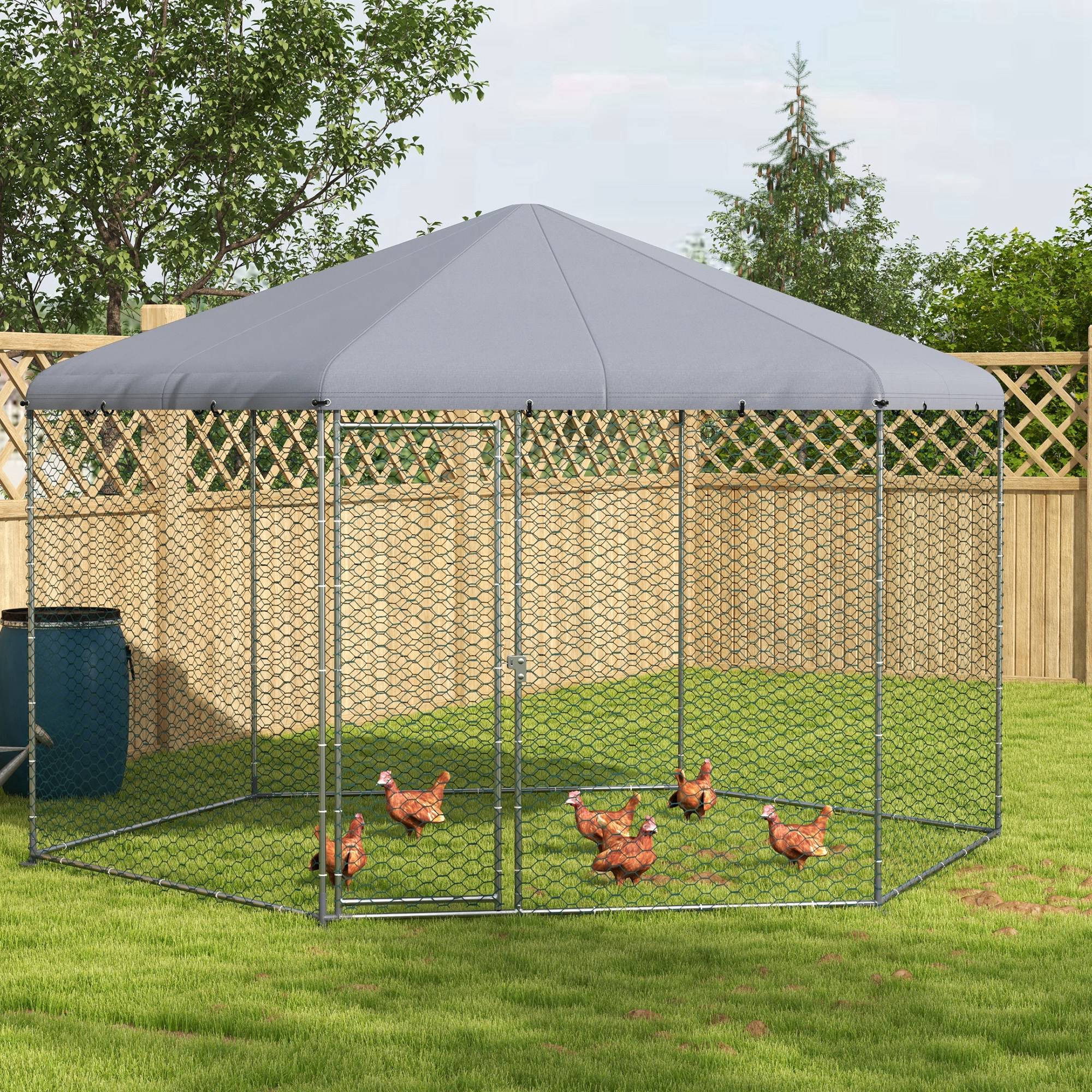 Chicken Coop with Cover for Outdoor Backyard, Chicken Run for 10-15 Chickens, Rabbits, Ducks, 13.1' x 11.4' Chicken Coops at Gallery Canada