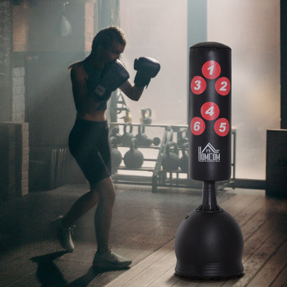 65" Freestanding Boxing Punching Bag with Refilled Base and Suction Cups, Black Punching Bag Hangers Black  at Gallery Canada