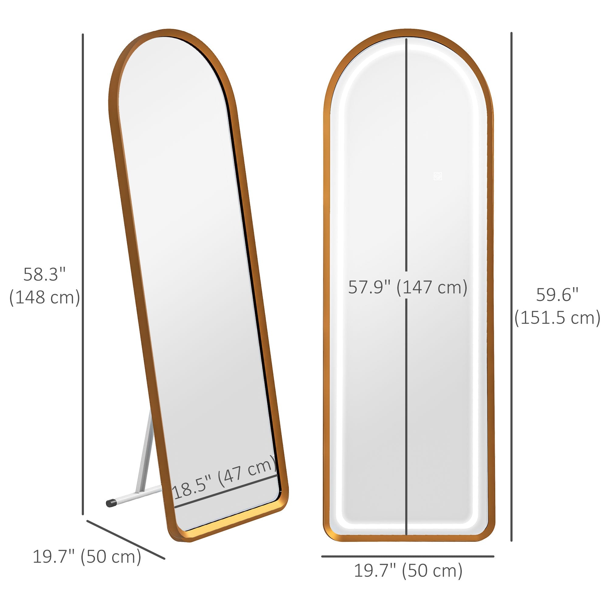 Standing Mirror with LED Lights, 58