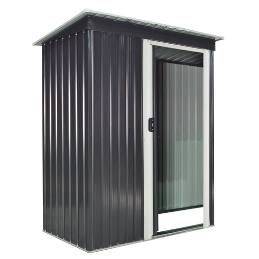 5 x 3 FT Outdoor Storage Shed with Sliding Door and Sloped Roof, Steel Frame Garden Shed Tool Equipment, Black Sheds Black  at Gallery Canada