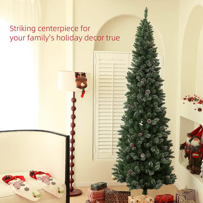 7ft Artificial Pencil Christmas Tree with 980 Branches, Pinecones, Metal Stand, Realistic Xmas Tree for Home Pencil Christmas Trees at Gallery Canada