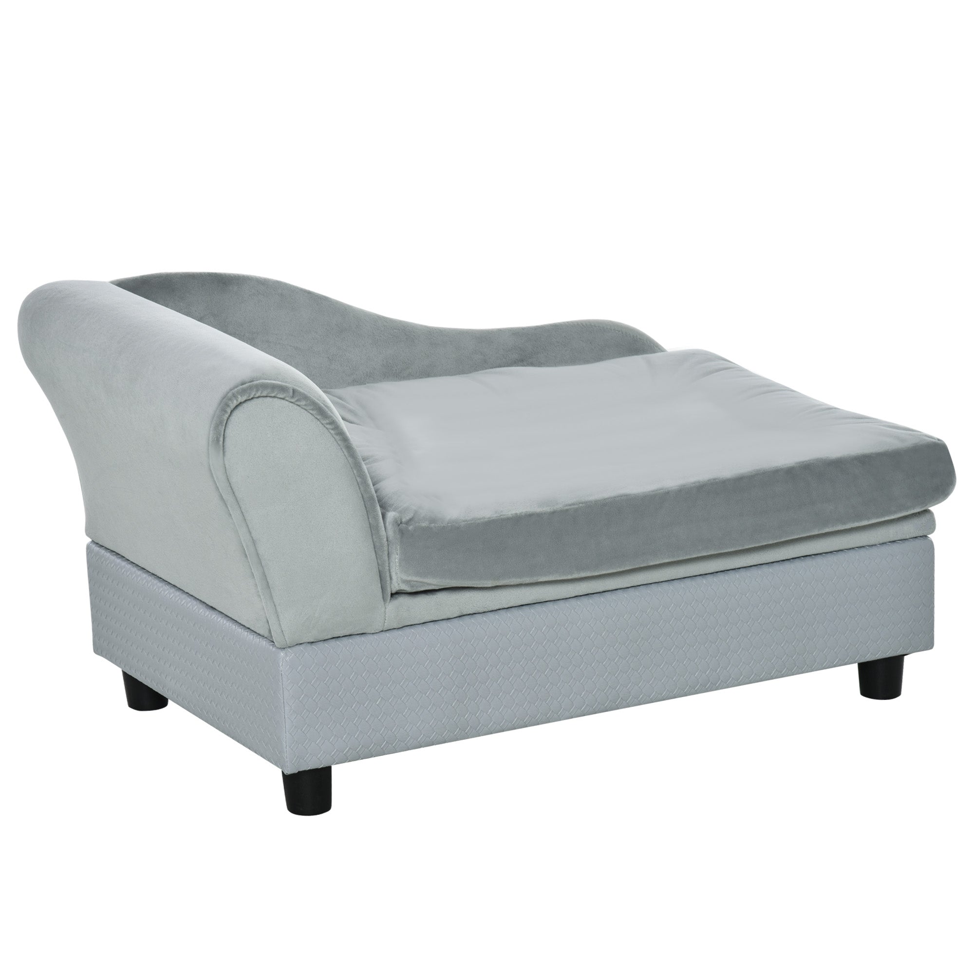 Pet Sofa Dog Couch Chaise Lounge Pet Bed with Storage Function Small Sized Dog Various Cat Sponge Cushioned Bed Lounge, Light Grey Dog Sofas at Gallery Canada