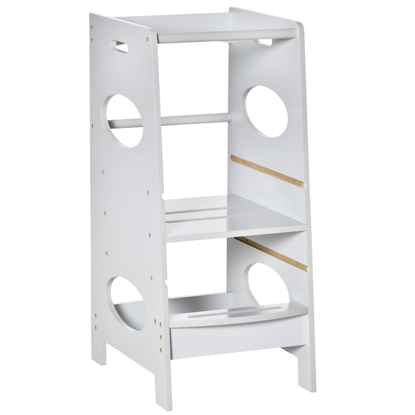 Step Stool for Toddler with Adjustable Standing Platform Safety Rail Toddler & Kids Step Stools Grey  at Gallery Canada