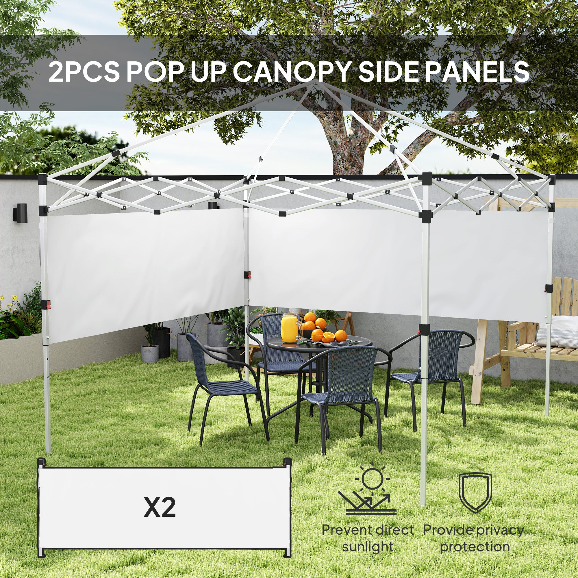Canopy Sidewalls for 10' x 10' or 10' x 20' Pop up Canopy, 2 PCS Canopy Half Walls Only, White Gazebo Sidewalls at Gallery Canada