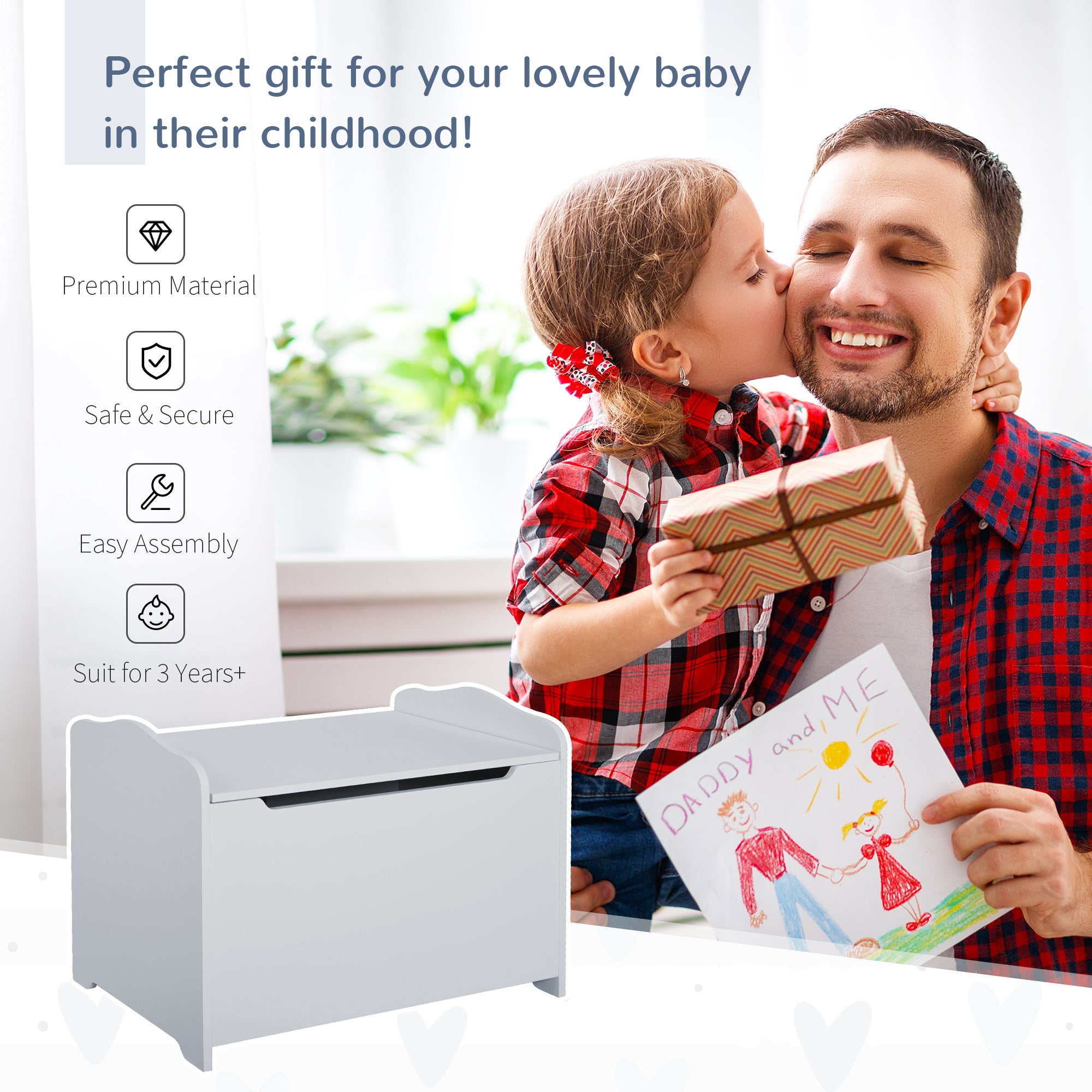 Kids Wooden Toy Storage Box Organizer Chest with Magnetic Hinge, Large Chest Space, &; Groove Handle, Grey Baby & Kids Storage at Gallery Canada