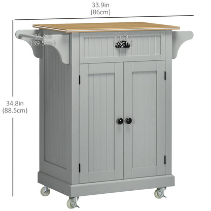 Rolling Kitchen Cart on Wheels, Utility Bar Cart with Drawer, 2 Towel Racks and Adjustable Shelf, Gray Kitchen Islands & Kitchen Carts   at Gallery Canada