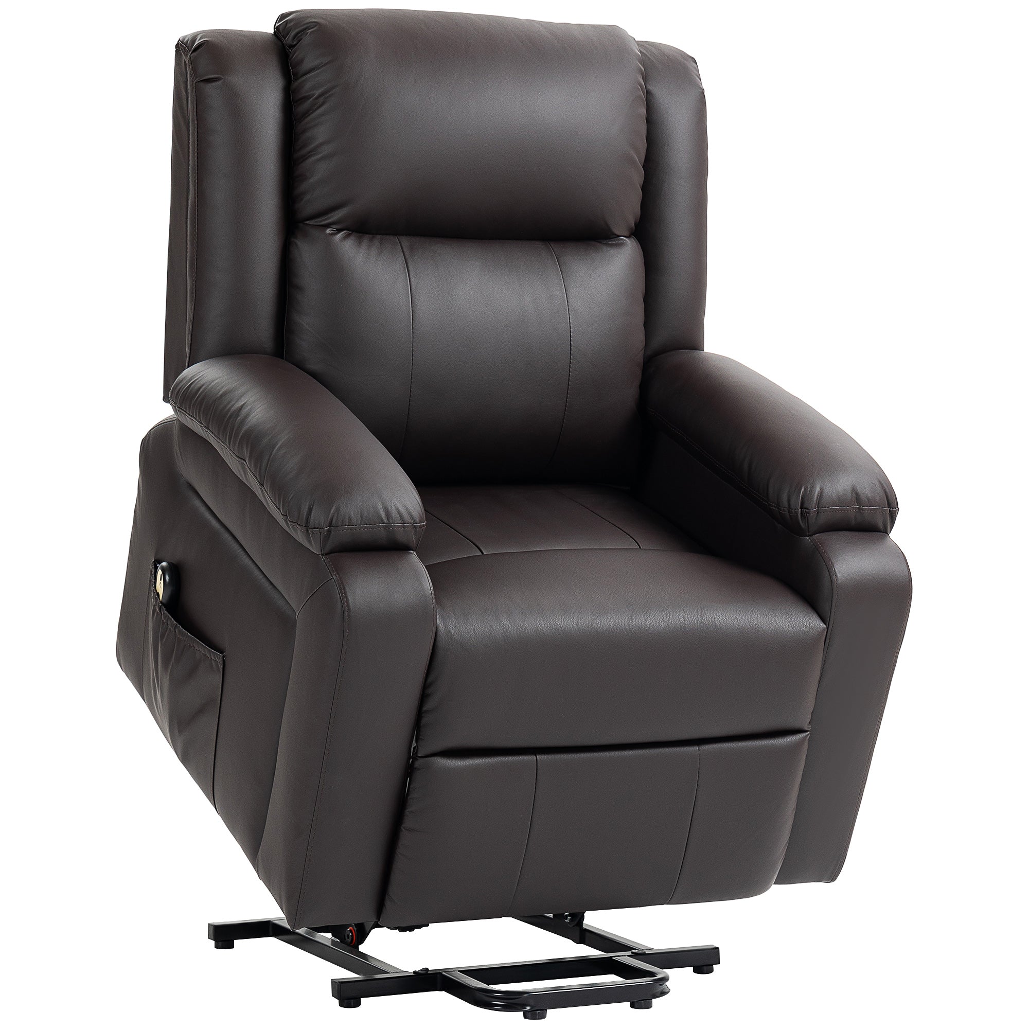 Lift Chair for Seniors, PU Leather Upholstered Electric Recliner Chair with Remote, Side Pockets, Quick Assembly, Brown Electric Power Lift Chairs at Gallery Canada