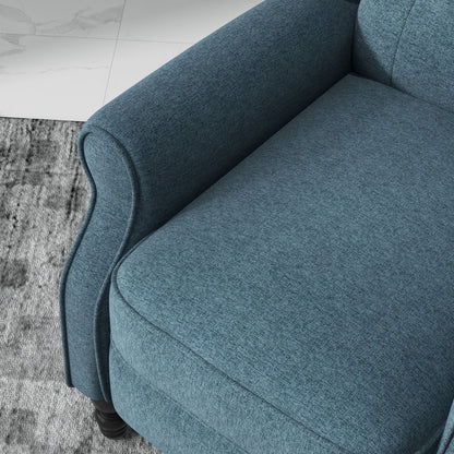 Wingback Reclining Chair with Footrest, Button Tufted Recliner Chair with Rolled Armrests for Living Room, Blue Single Sofas   at Gallery Canada