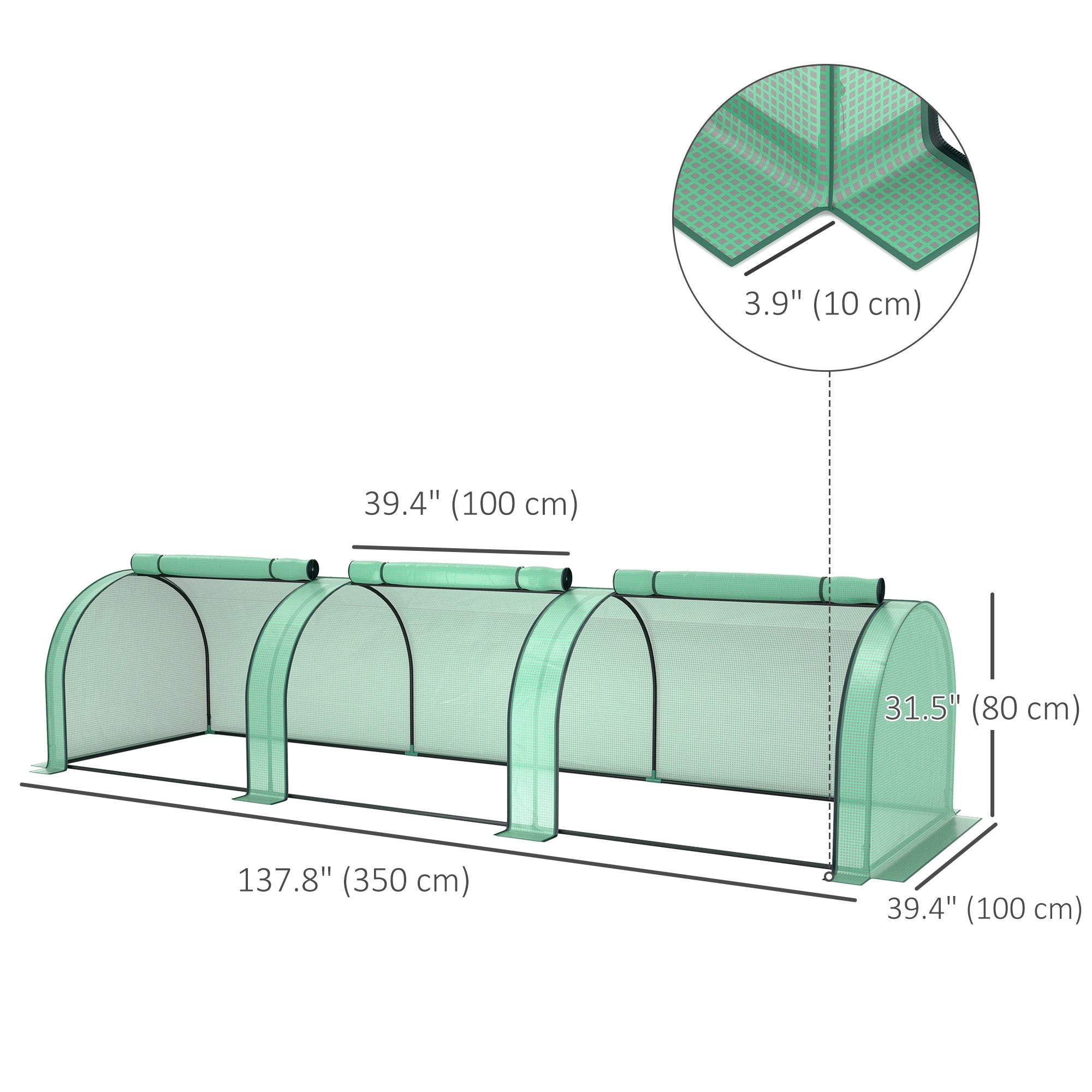 Mini Tunnel Greenhouse with PE Cover Garden Green Grow Shed with Steel Frame Zipped Doors, Green Greenhouses at Gallery Canada