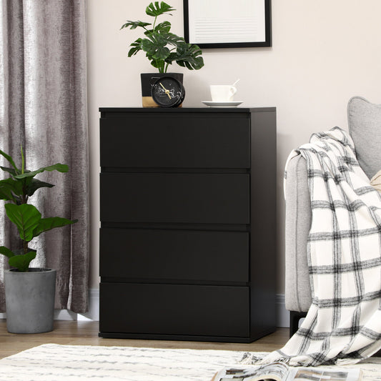 Chest of Drawer, 4 Drawers Storage Cabinet Freestanding Tower Unit for Bedroom, Black - Gallery Canada