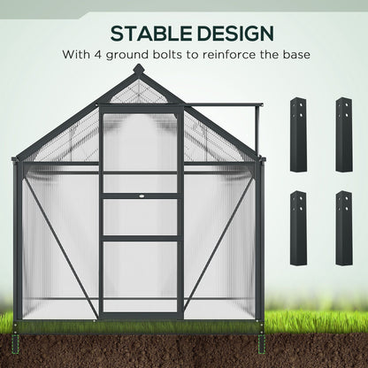 Greenhouse Garden Green House Outdoor Greenhouse Kit PC Board with Sliding Door, 6.2' x 6.3' x 6.6' Grey Walk In Greenhouses   at Gallery Canada