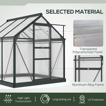 Greenhouse Garden Green House Outdoor Greenhouse Kit PC Board with Sliding Door, 6.2' x 6.3' x 6.6' Grey Walk In Greenhouses   at Gallery Canada