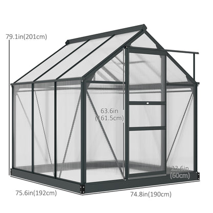 Greenhouse Garden Green House Outdoor Greenhouse Kit PC Board with Sliding Door, 6.2' x 6.3' x 6.6' Grey Walk In Greenhouses Multi Colour  at Gallery Canada