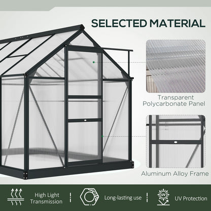 Greenhouse Garden Green House Outdoor Greenhouse Kit PC Board with Sliding Door, 6.2' x 8.3' x 6.6' Grey Walk In Greenhouses   at Gallery Canada