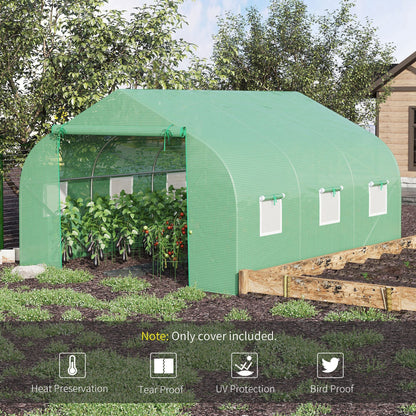 PE Greenhouse Replacement Cover with Zipper Door & Windows, 11.5' x 9.8' x 6.6', Green Tunnel Greenhouses   at Gallery Canada