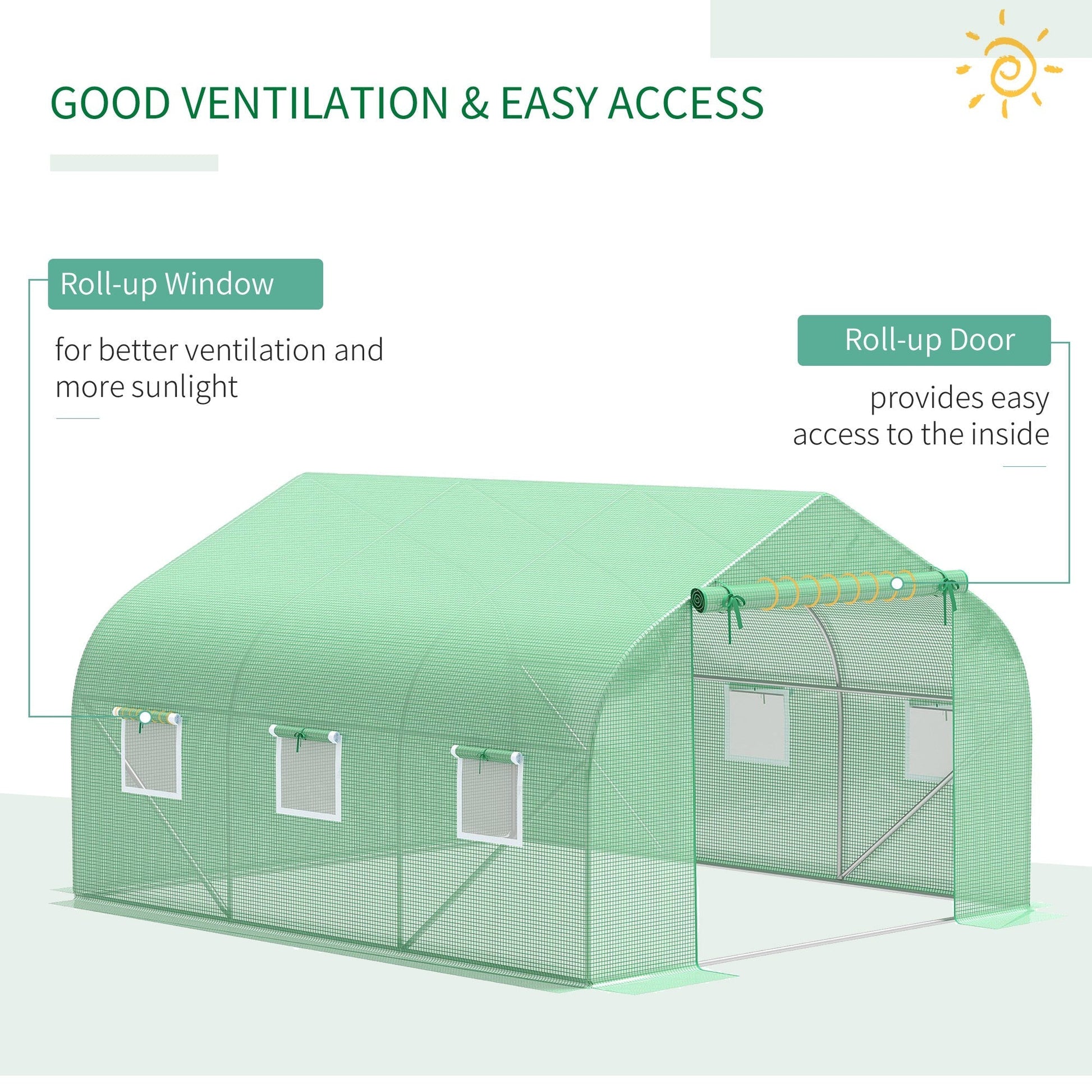 PE Greenhouse Replacement Cover with Zipper Door & Windows, 11.5' x 9.8' x 6.6', Green Tunnel Greenhouses   at Gallery Canada